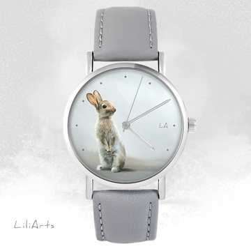 LiliArts - Hare watch - gray, leather