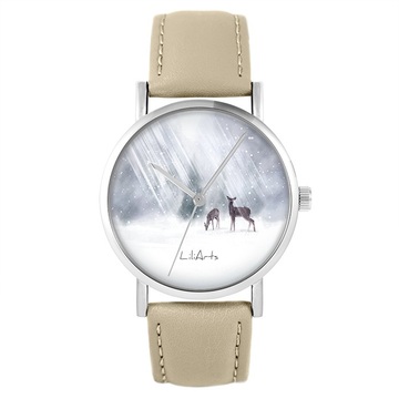 Zegarek LiliArts - Sarenki - beżowy, skórzany