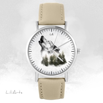 Watch LiliArts - Wolf - Into The Wild - beige, leather