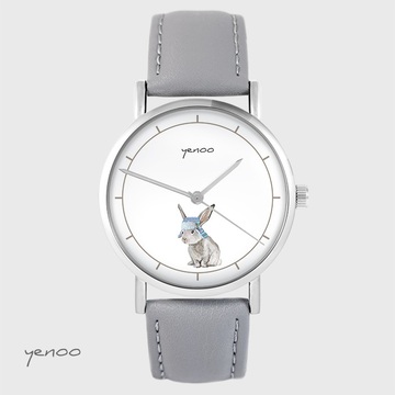 Yenoo watch - Hare - gray, leather