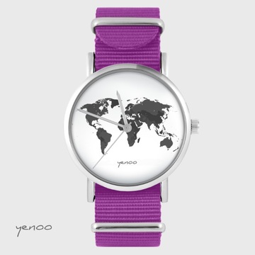 Yenoo watch - World map - magenta, nato
