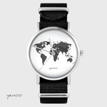 Yenoo watch - World map - brown, nato