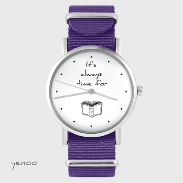 Watch yenoo - It is always time for a book - purple, nylon
