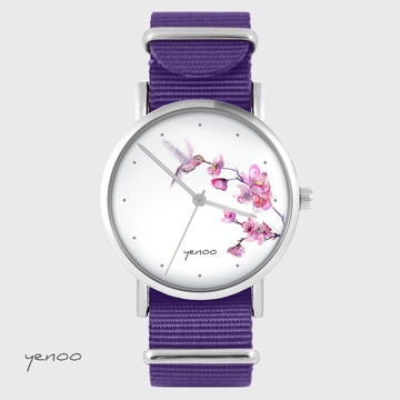 Yenoo watch - Hummingbird markings - purple, nylon