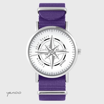 Zegarek yenoo - Kompas - fiolet, nylonowy