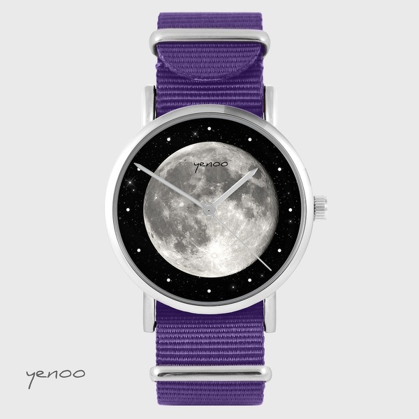 Yenoo watch - Moon - purple, nylon