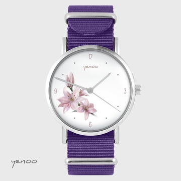 Zegarek yenoo - Lilia - fiolet, nylonowy