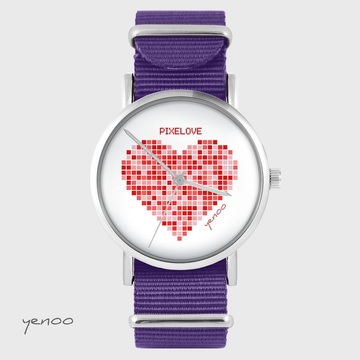 Zegarek yenoo - Pixelove - fiolet, nylonowy