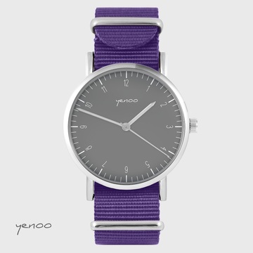Yenoo watch - Simple elegance, gray - purple, nylon