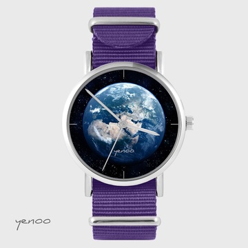 Zegarek yenoo - Ziemia - fiolet, nylonowy