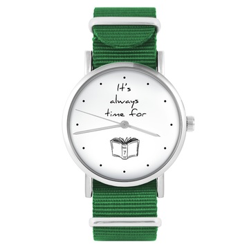 Yenoo watch - It is always time for a book - green, nylon