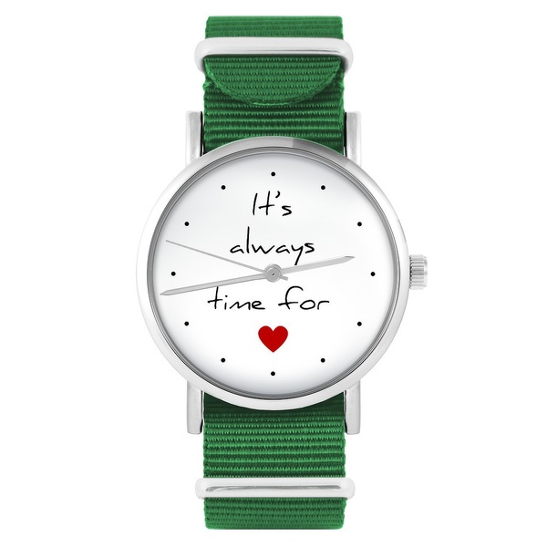 Yenoo watch - It`s always time for love - green, nylon