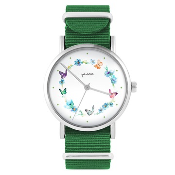 Zegarek yenoo - Kolorowy wianek - zielony, nylonowy