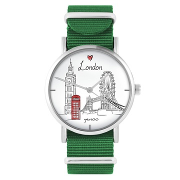 Zegarek yenoo - Londyn - zielony, nylonowy