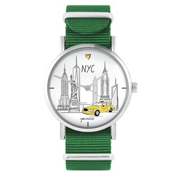 Zegarek yenoo - NYC - zielony, nylonowy