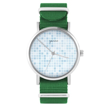 Zegarek yenoo - Pixel niebieski - zielony, nylonowy