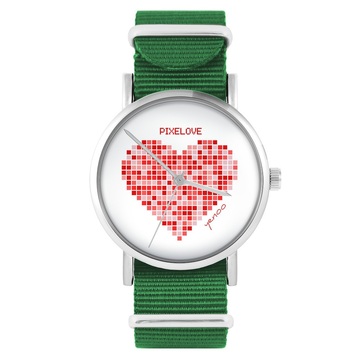 Zegarek yenoo - Pixelove - zielony, nylonowy