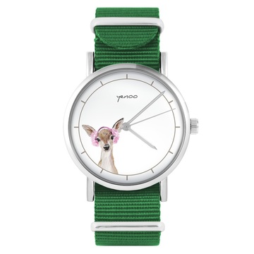 Yenoo watch - Roe-deer - green, nylon