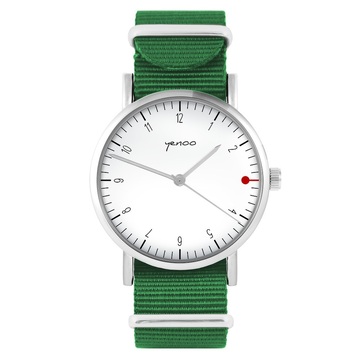 Zegarek yenoo - Simple elegance, biały - zielony, nylonowy