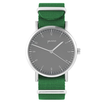 Yenoo watch - Simple elegance, gray - green, nylon