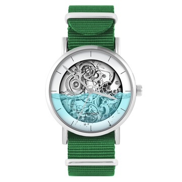 Zegarek yenoo - Steampunk wodny - zielony, nylonowy
