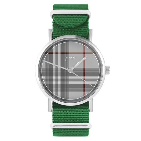 Yenoo watch - Scottish tartan - green, nylon