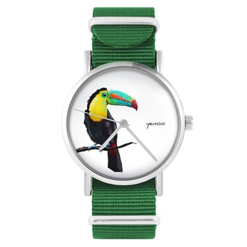 Zegarek yenoo - Tukan - zielony, nylonowy
