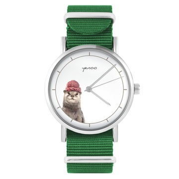 Zegarek yenoo - Wydra - zielony, nylonowy