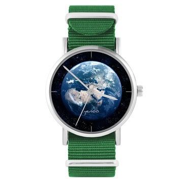 Zegarek yenoo - Ziemia - zielony, nylonowy