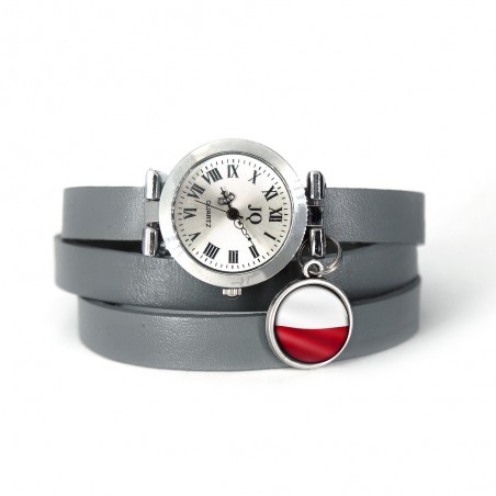 Watch - Polish flag - wrapped, leather