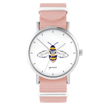 Zegarek yenoo - Pszczoła - mistyrose, nylonowy