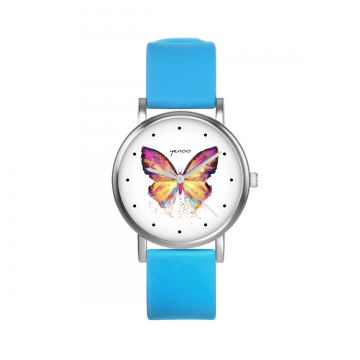 Zegarek yenoo - Motyl - niebieski, silikonowy