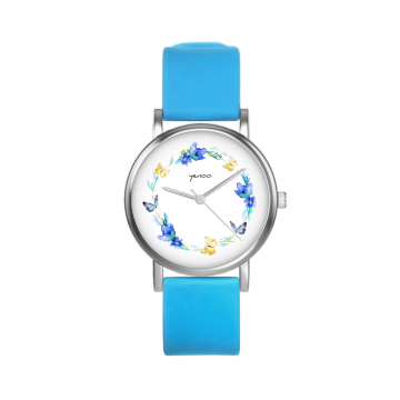Zegarek yenoo - Wianek motyle - niebieski, silikonowy