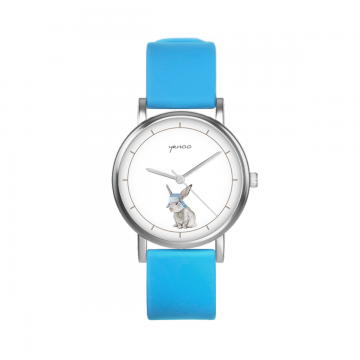 Zegarek yenoo - Zajączek - niebieski, silikonowy