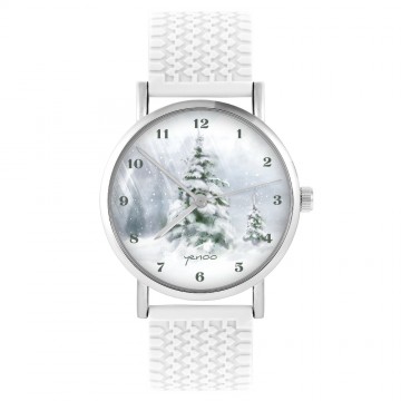 Zegarek yenoo -  Choinka - biały, silikonowy