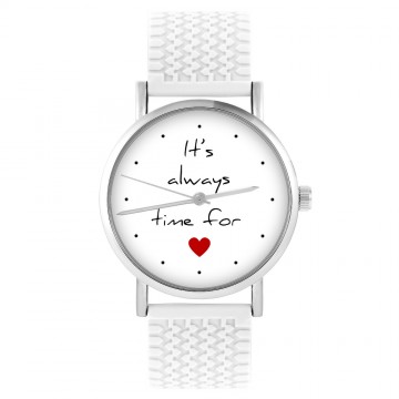 Zegarek yenoo -  It`s always time for love - biały, silikonowy