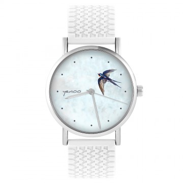 Zegarek yenoo -  Jaskółka oznaczenia - biały, silikonowy