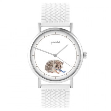 Zegarek yenoo -  Jeżyk - biały, silikonowy