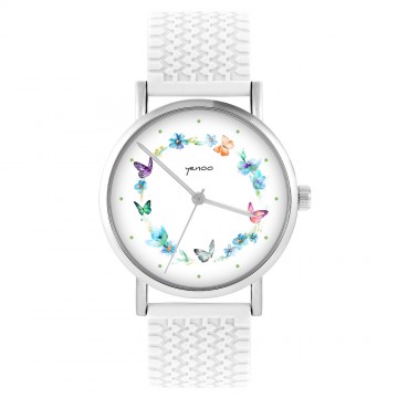 Zegarek yenoo -  Kolorowy wianek - biały, silikonowy
