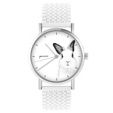 Zegarek yenoo -  Królik - biały, silikonowy