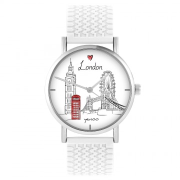 Zegarek yenoo -  Londyn - biały, silikonowy