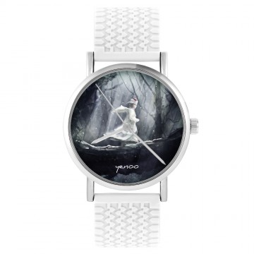 Zegarek yenoo -  Magiczny las - biały, silikonowy