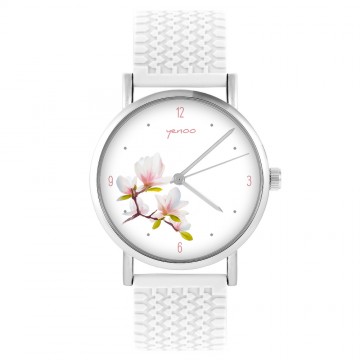 Zegarek yenoo -  Magnolia - biały, silikonowy