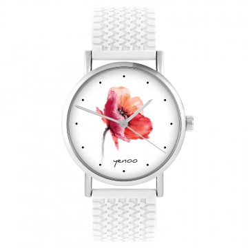 Zegarek yenoo -  Mak - biały, silikonowy