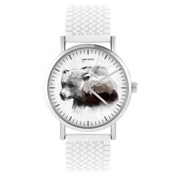 Zegarek yenoo -  Niedźwiedź - Into The Wild - biały, silikonowy