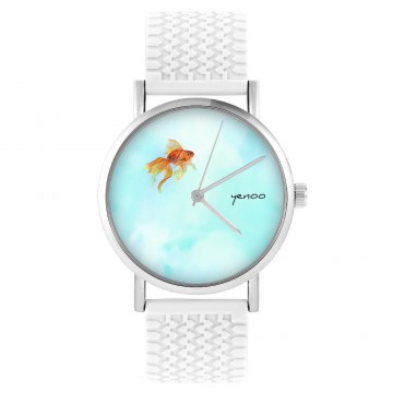 Zegarek yenoo -  Rybka - biały, silikonowy