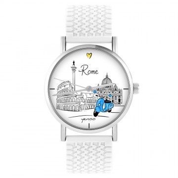 Zegarek yenoo -  Rzym - biały, silikonowy