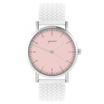 Zegarek yenoo -  Simple elegance, różowy - biały, silikonowy