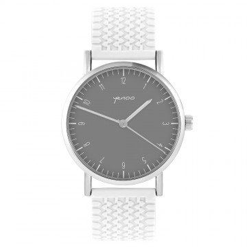 Zegarek yenoo -  Simple elegance, szary - biały, silikonowy
