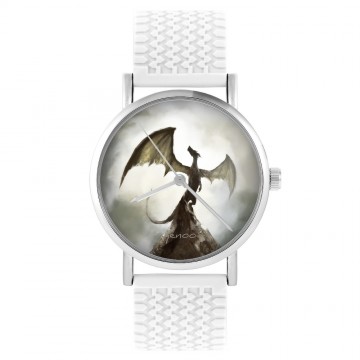Zegarek yenoo -  Smok cienia - biały, silikonowy